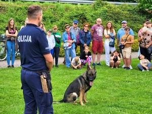 przewodnik psa policyjnego uczestniczy w pikniku
