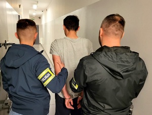 policjanci trzymają osobę zatrzymaną
